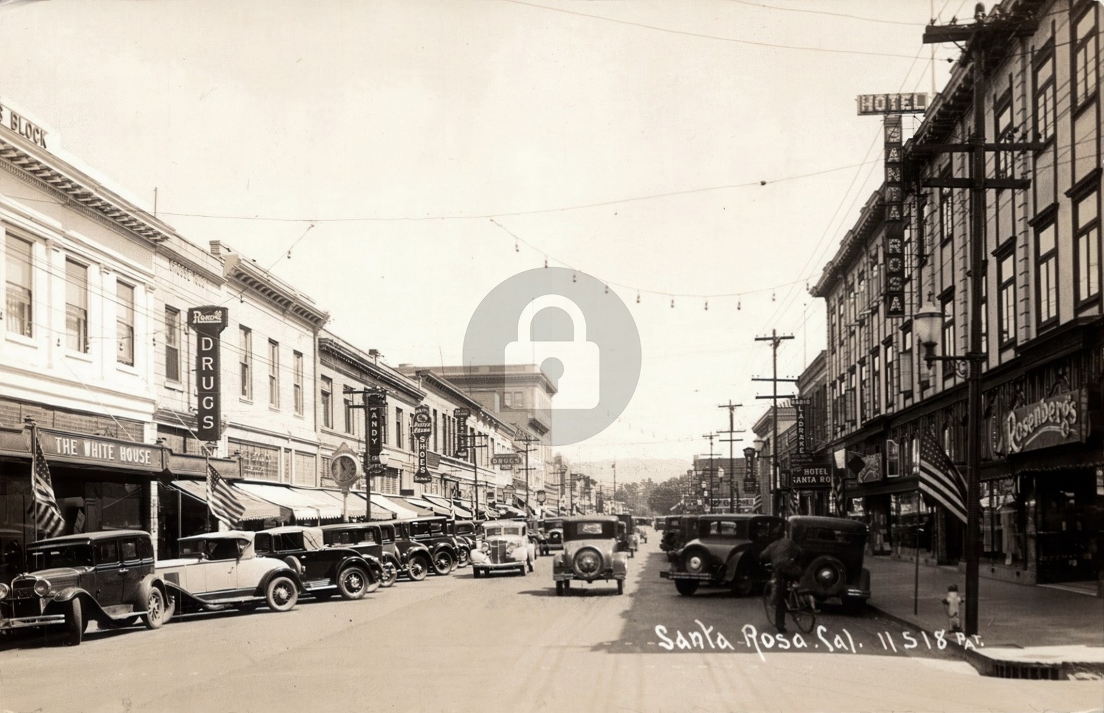 CA Santa Rosa California Street View Rexall Cars 1930s RPPC Photo Postcard COPY CA Santa Rosa California Street View Rexall Cars 1930s RPPC Photo Postcard COPY