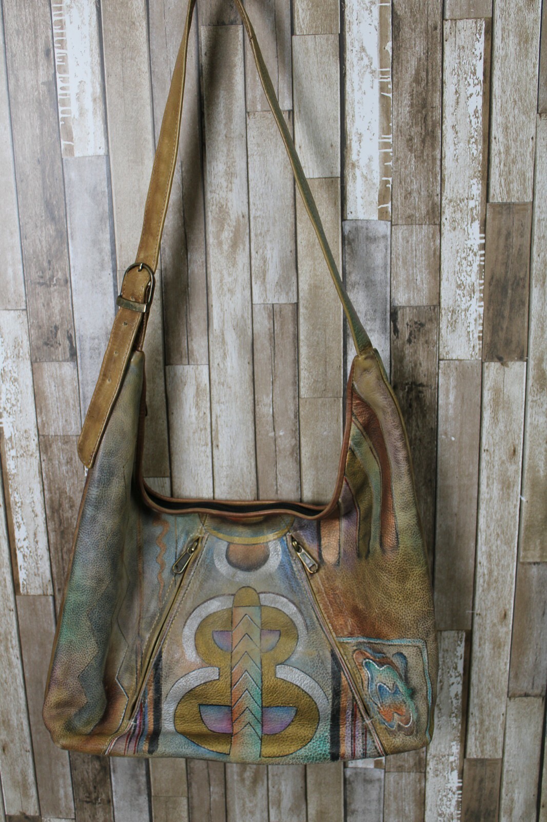 Anushka Leather Purse, Full Zip Top, 2 Front Pockets, Adjustable Strap, Aztec st Anushka Leather Purse, Full Zip Top, 2 Front Pockets, Adjustable Strap, Aztec st