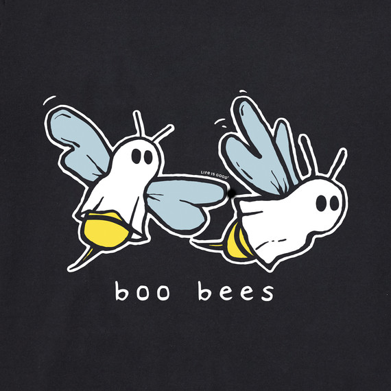 NWT Women\'s Life is Good Boo Bees Ghosts Halloween Black LS Crusher Vee