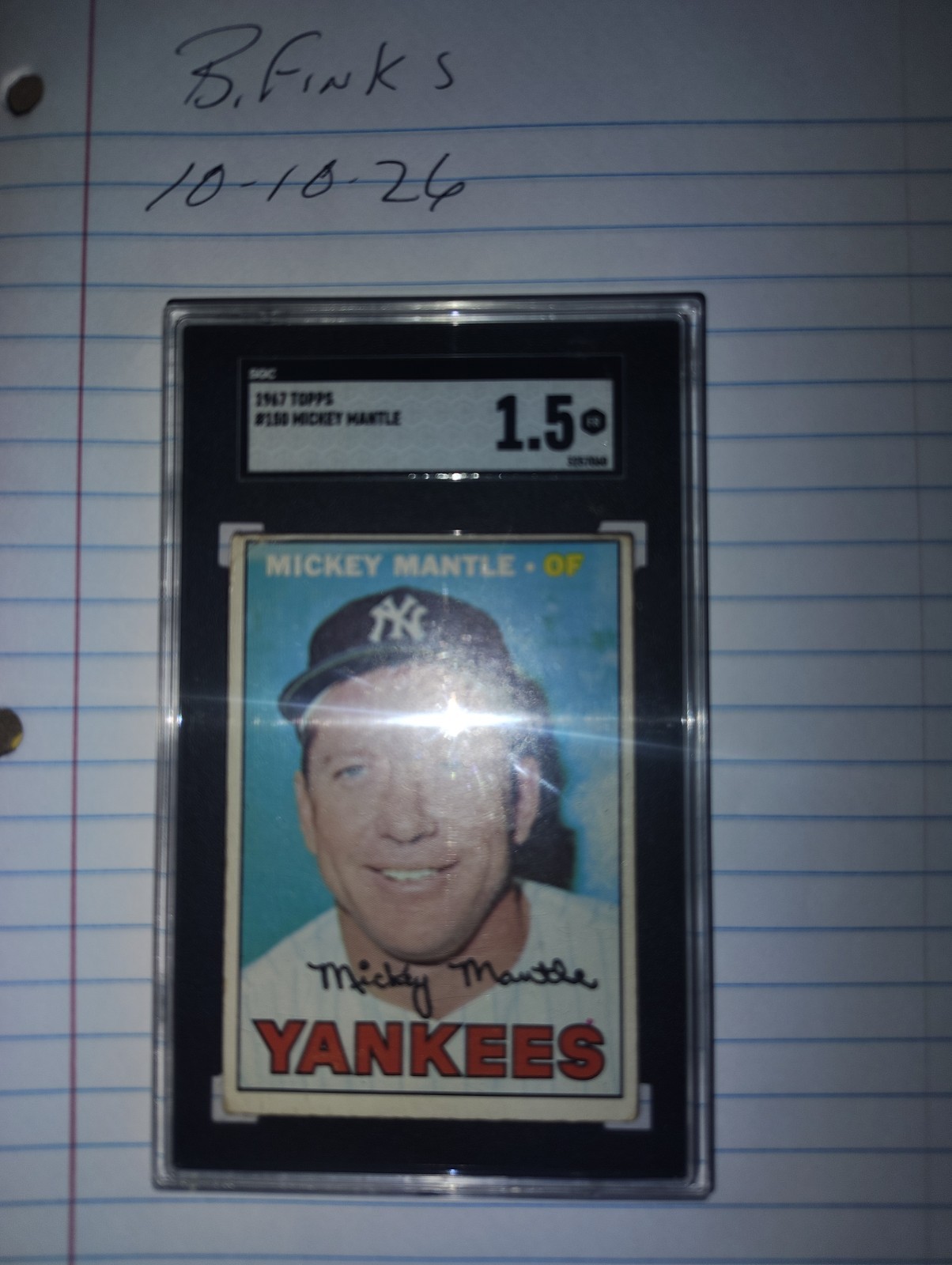 Topps 1967 Mickey Mantle #150 New York Yankees Graded Sports Trading Card
