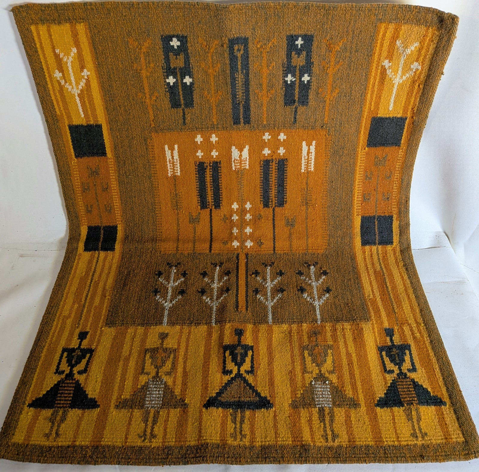 EVA NEMETH handwoven tapestry wool wall rug vintage mid century Hungarian kitsch
