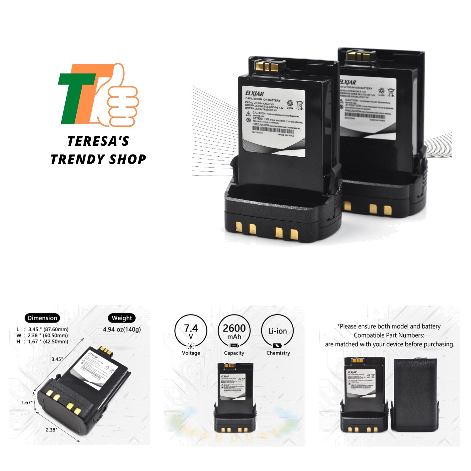 2-Pack 7.4V 2600mAh Battery for , , 2-Pack 7.4V 2600mAh Battery for , ,