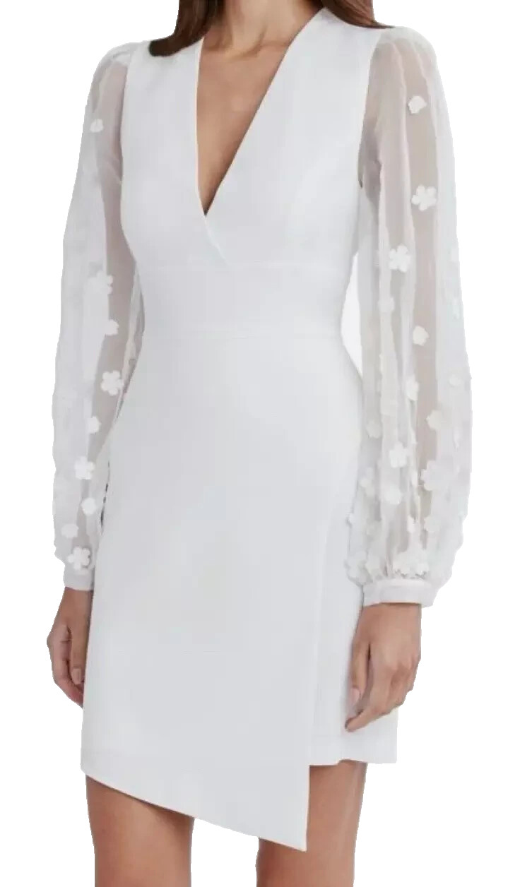 BCBG  BCBGMAXAZRIA Illusion Floral Lace Mini Dress - Women’s Size 0 - Off-White