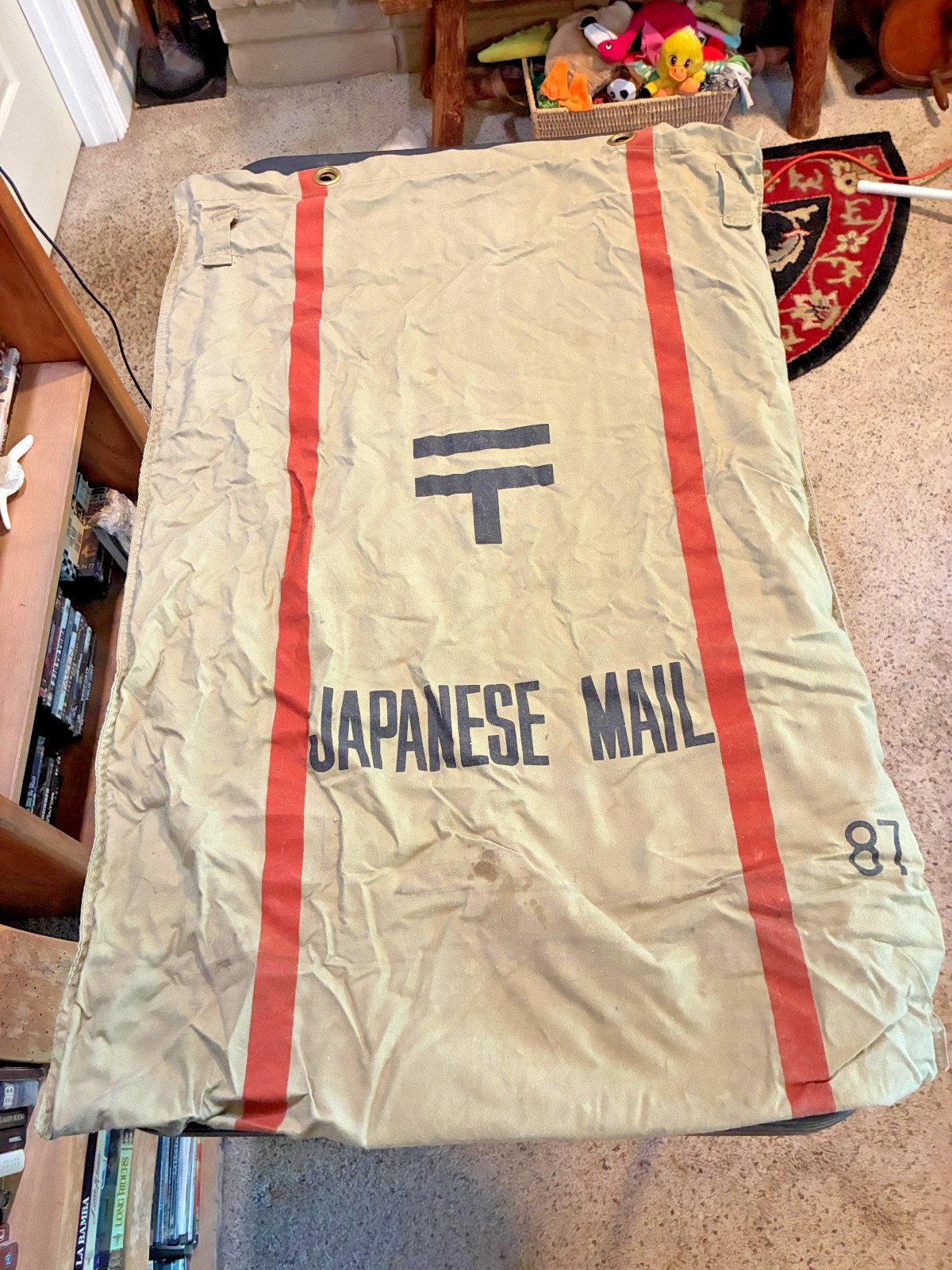 Vtg WWII WW2 Era Japanese Internment Camp Mail Large Canvas Bag Japan #91   H