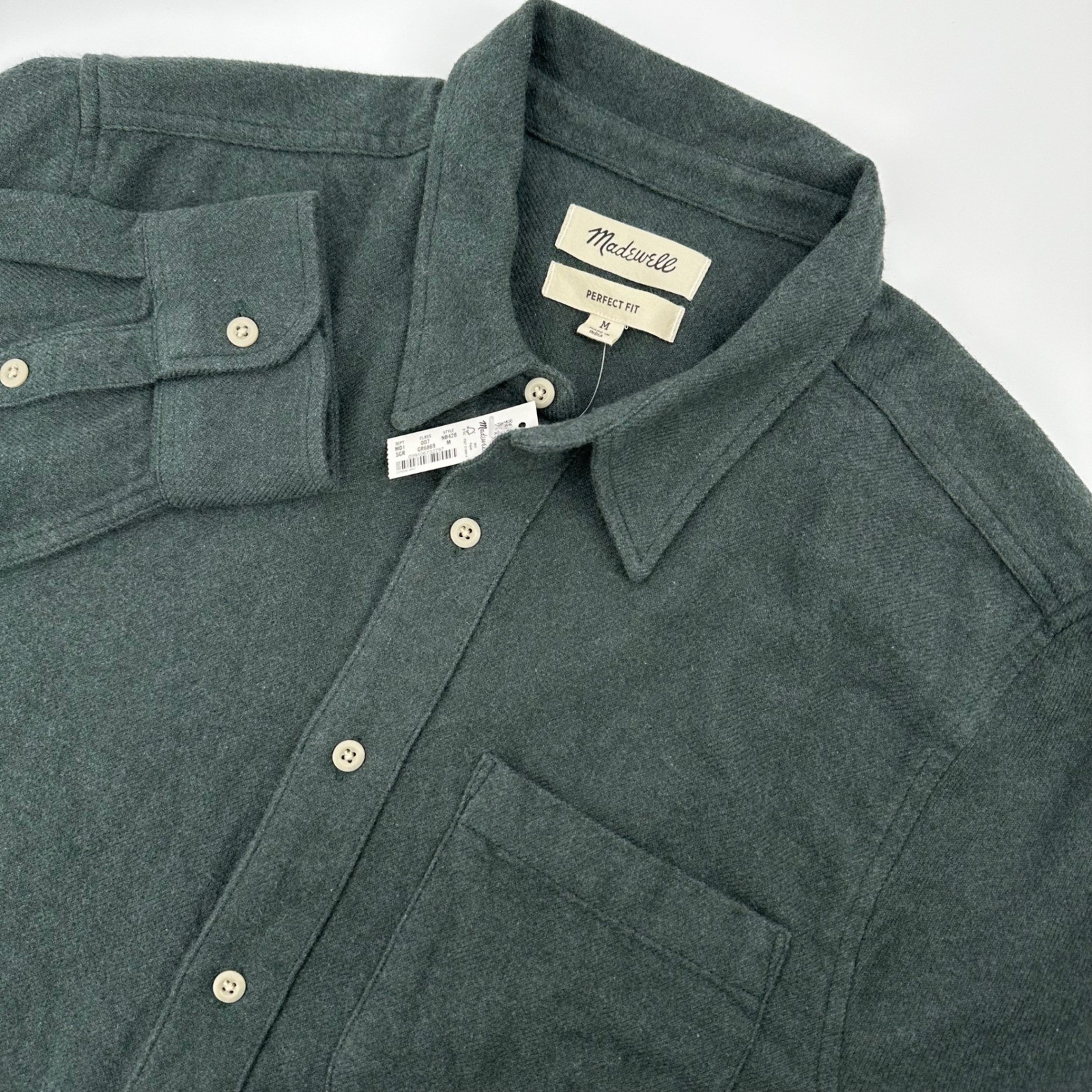 Madewell Button Down Shirt Mens M Green Perfect Fit Flannel Long Sleeve NB428 Madewell Button Down Shirt Mens M Green Perfect Fit Flannel Long Sleeve NB428