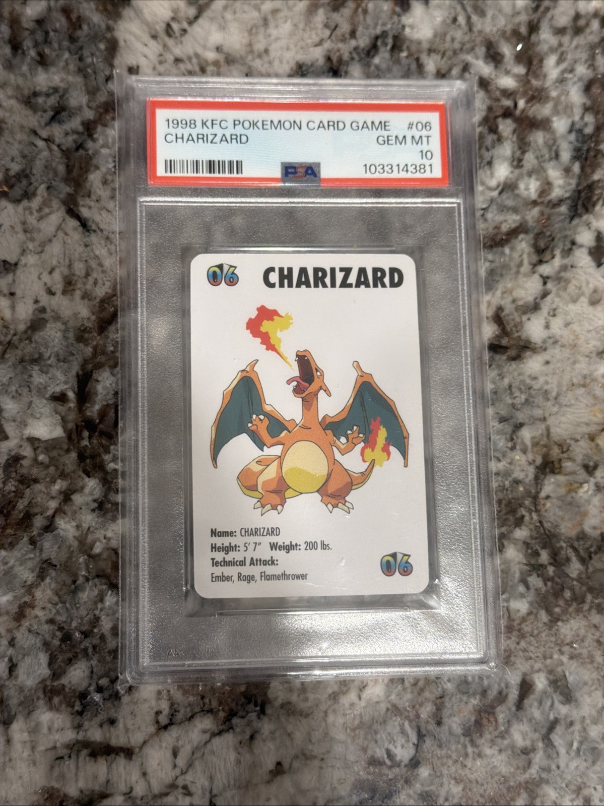 1998 KFC Pokemon Card Game Charizard - PSA 10 (first ever English Pokemon card)