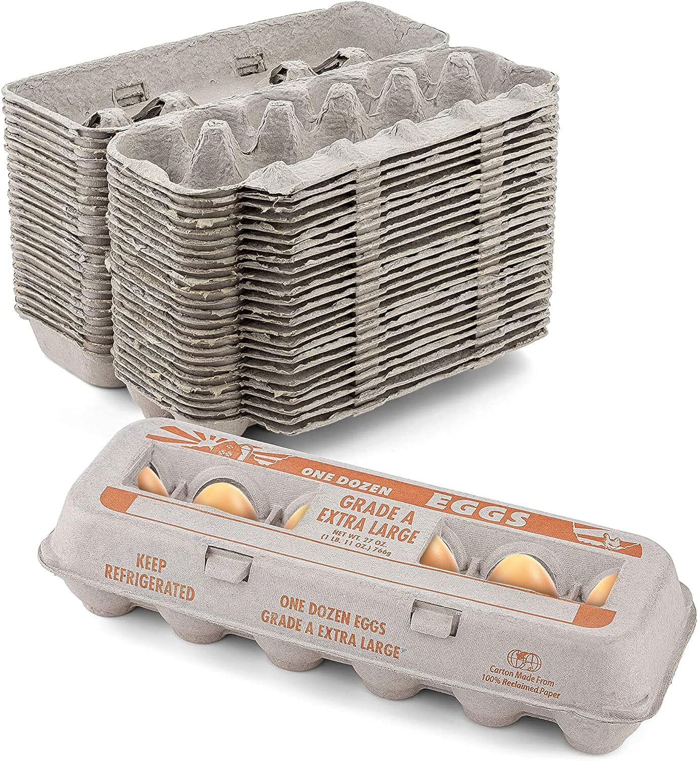 MT Products Printed Beige Paper Egg Cartons | Can Hold 12 XL Eggs - Pack of 10