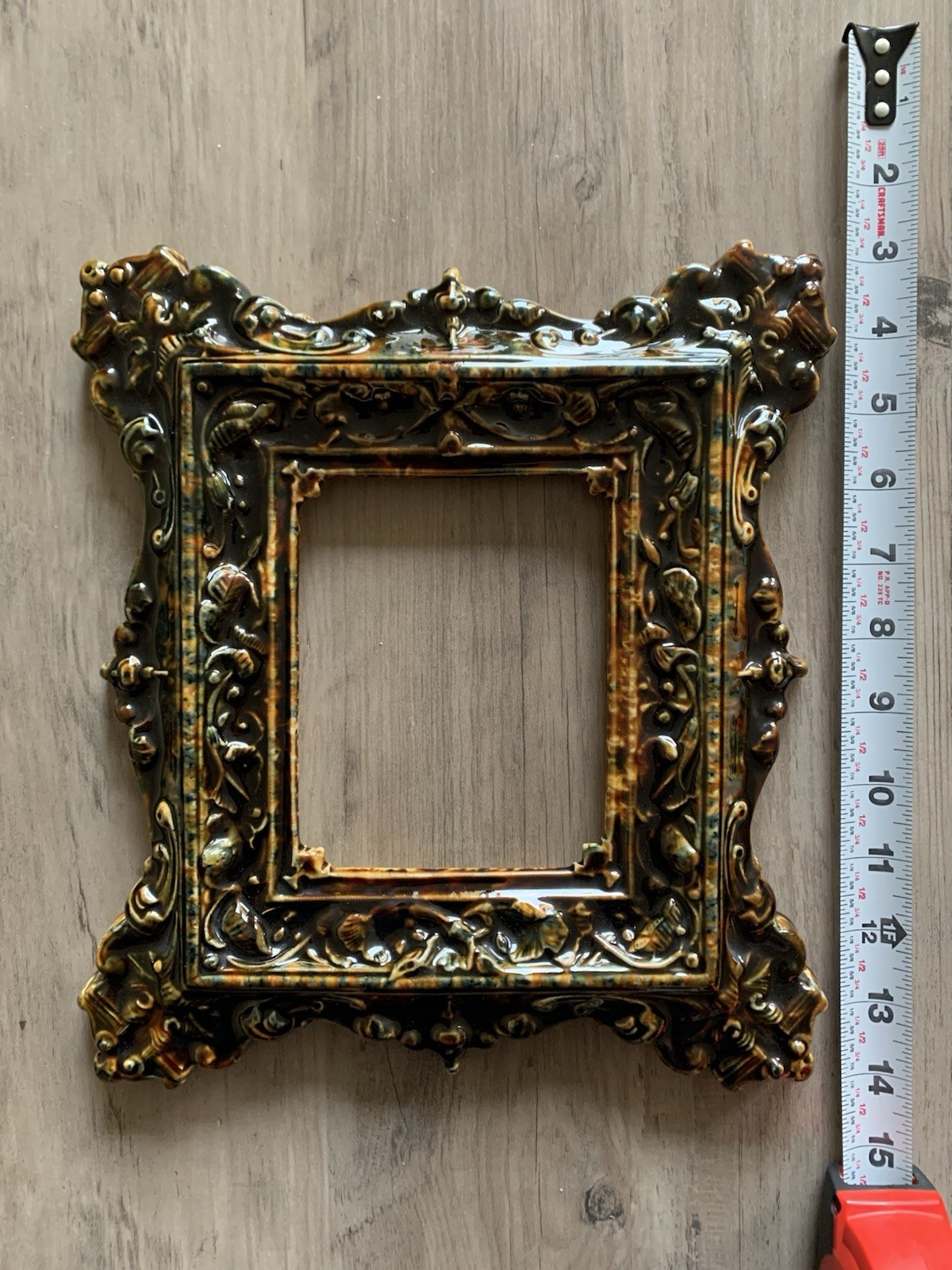 RARE Antique 19th Century Bennington Pottery Flint Enamel Picture Frame RARE Antique 19th Century Bennington Pottery Flint Enamel Picture Frame