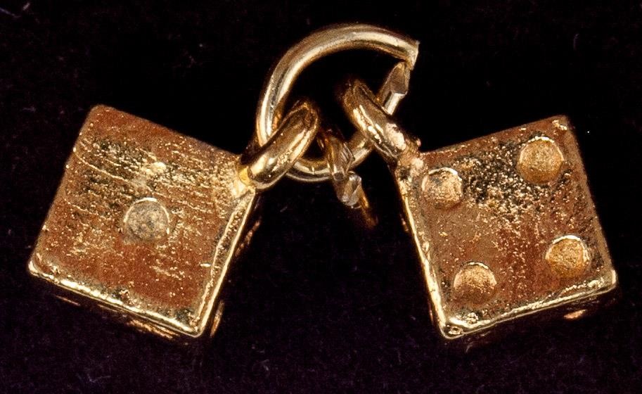 Rare 1960\'s Pair Dice Aladdin Hotel Sterling Silver Gold Plated Charm New
