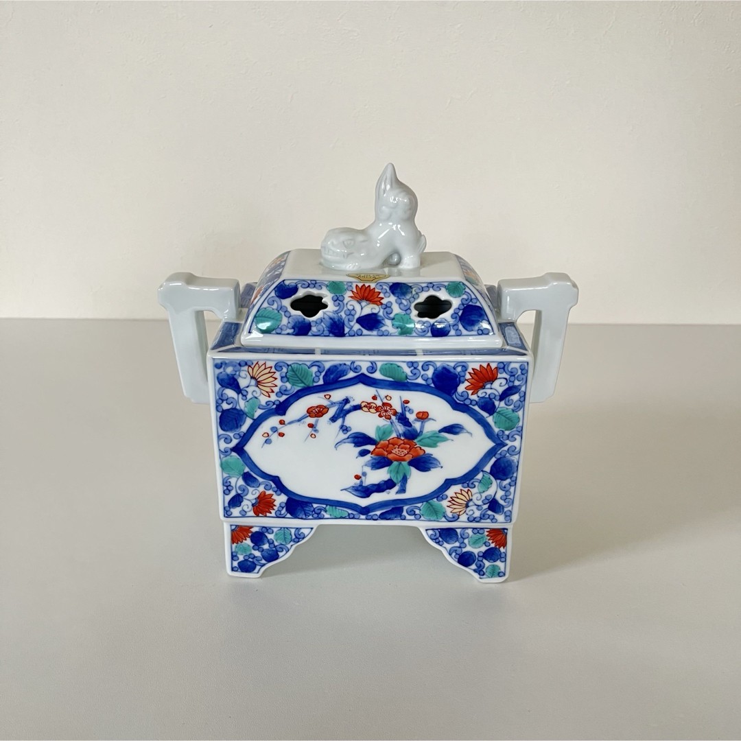 Arita Ware Winter Mountain Incense Burner Corner Plum With Phoenix Ear