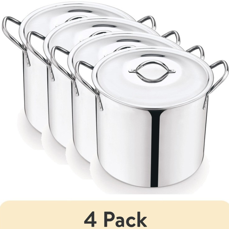 4 Pack 8-QT Stainless Steel Large Stock Pot with LID Kitchen Tools Cookware Cook