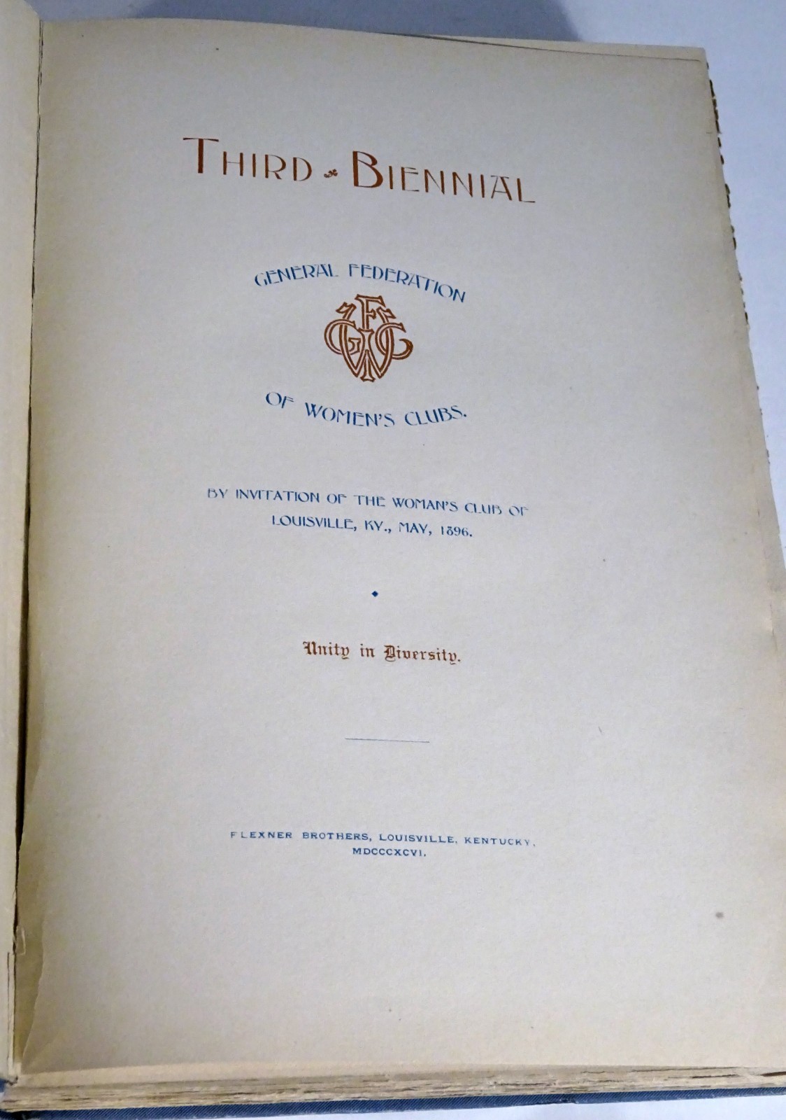 Antique 1896 THIRD-BIENNIAL-General Federation of WOMEN\'S CLUBS-Louisville, KY Antique 1896 THIRD-BIENNIAL-General Federation of WOMEN\'S CLUBS-Louisville, KY