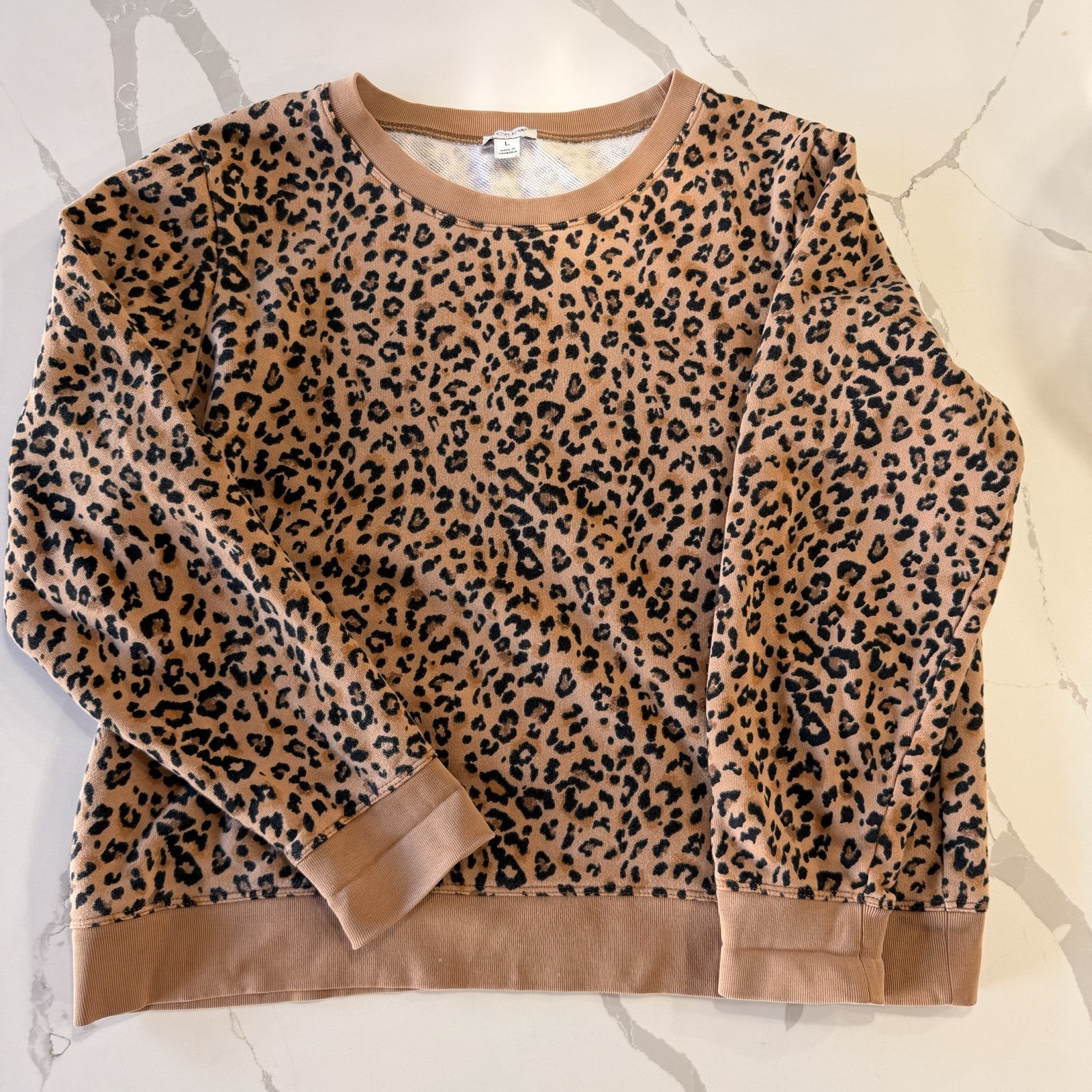J.CREW Vintage 100% Cotton Leopard Print Crew neck Sweater Large J.CREW Vintage 100% Cotton Leopard Print Crew neck Sweater Large