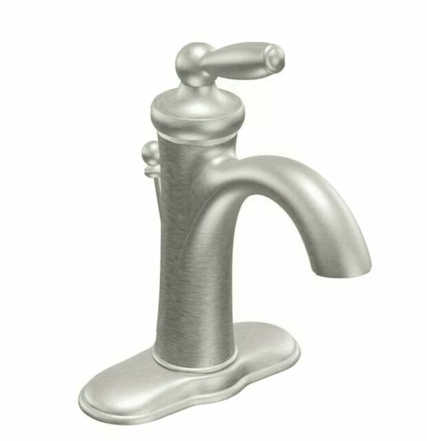 MOEN 6600BN Brantford Single-Hole High-Arc Bathroom Faucet in Brushed Nickel MOEN 6600BN Brantford Single-Hole High-Arc Bathroom Faucet in Brushed Nickel