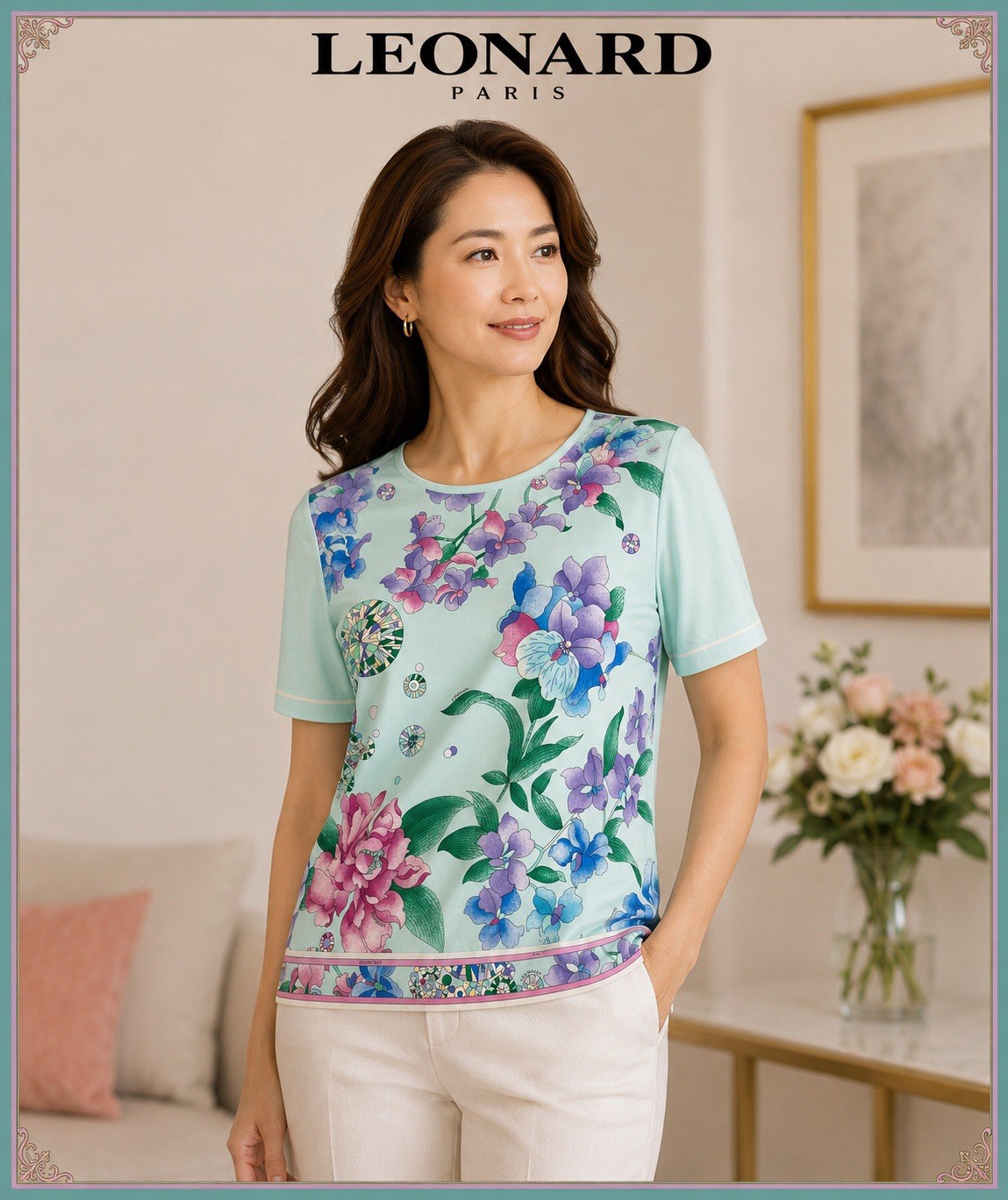 LEONARD FASHION Blue floral blouse Size 8 LEONARD FASHION Blue floral blouse Size 8