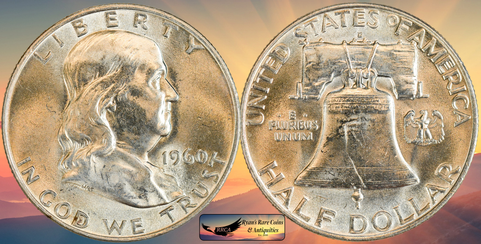 1960 D Franklin Half Dollar, Brilliant Uncirculated+ Condition, Silver, C8605