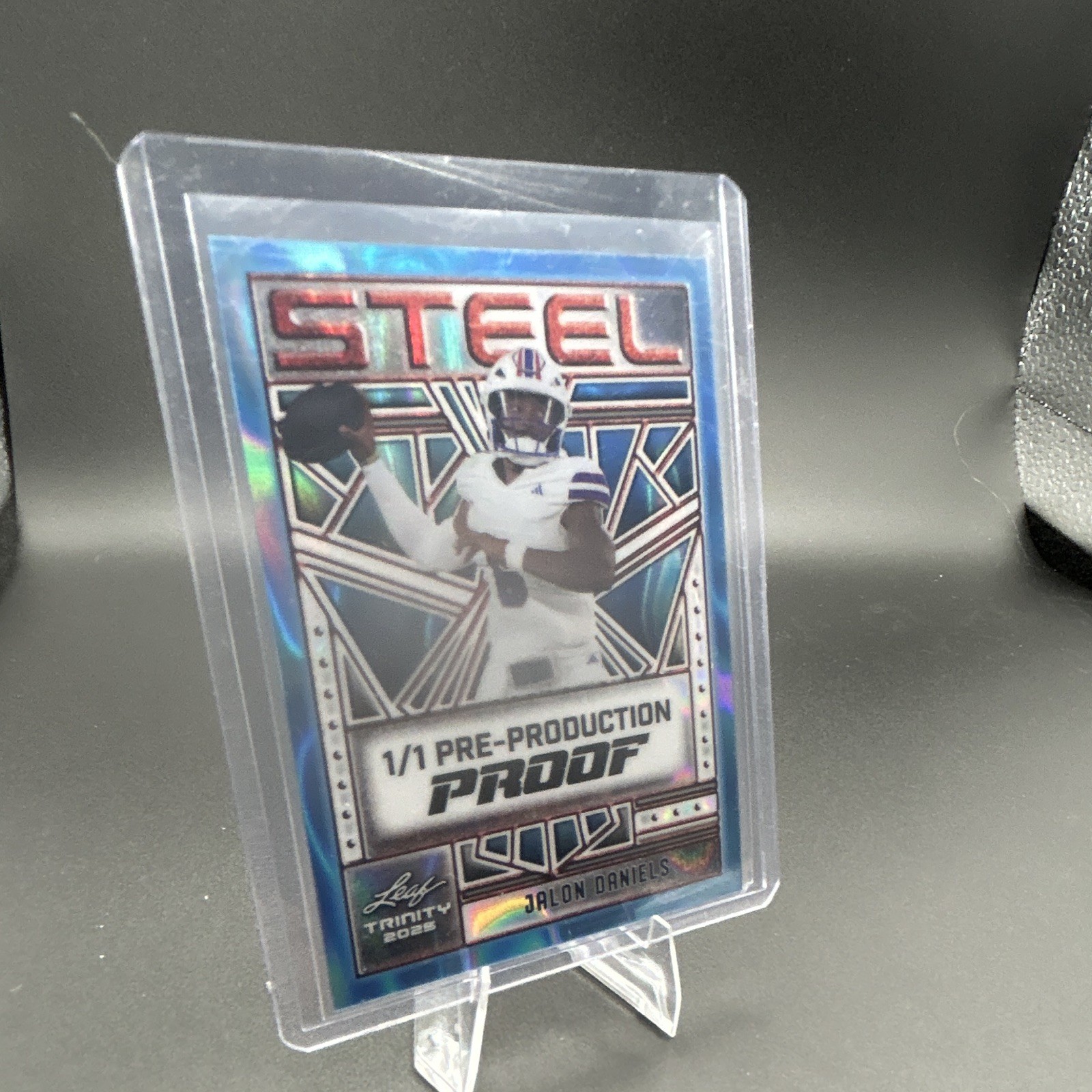 2025 Leaf Trinity - Steel Autographs Jalon Daniels #SA-JD1 Platinum Crystals /1