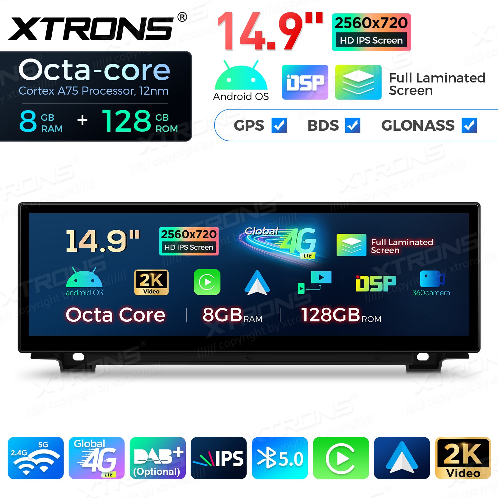 For BMW 5 Series F10 F11 2011 2012 CIC Android Stereo 8GB 128GB 4G LTE Head Unit