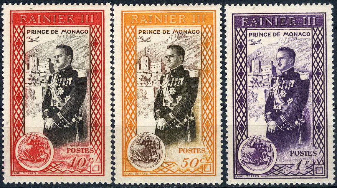 Monaco 1950 Prince Rainier MLH (SC# 247-249) Monaco 1950 Prince Rainier MLH (SC# 247-249)