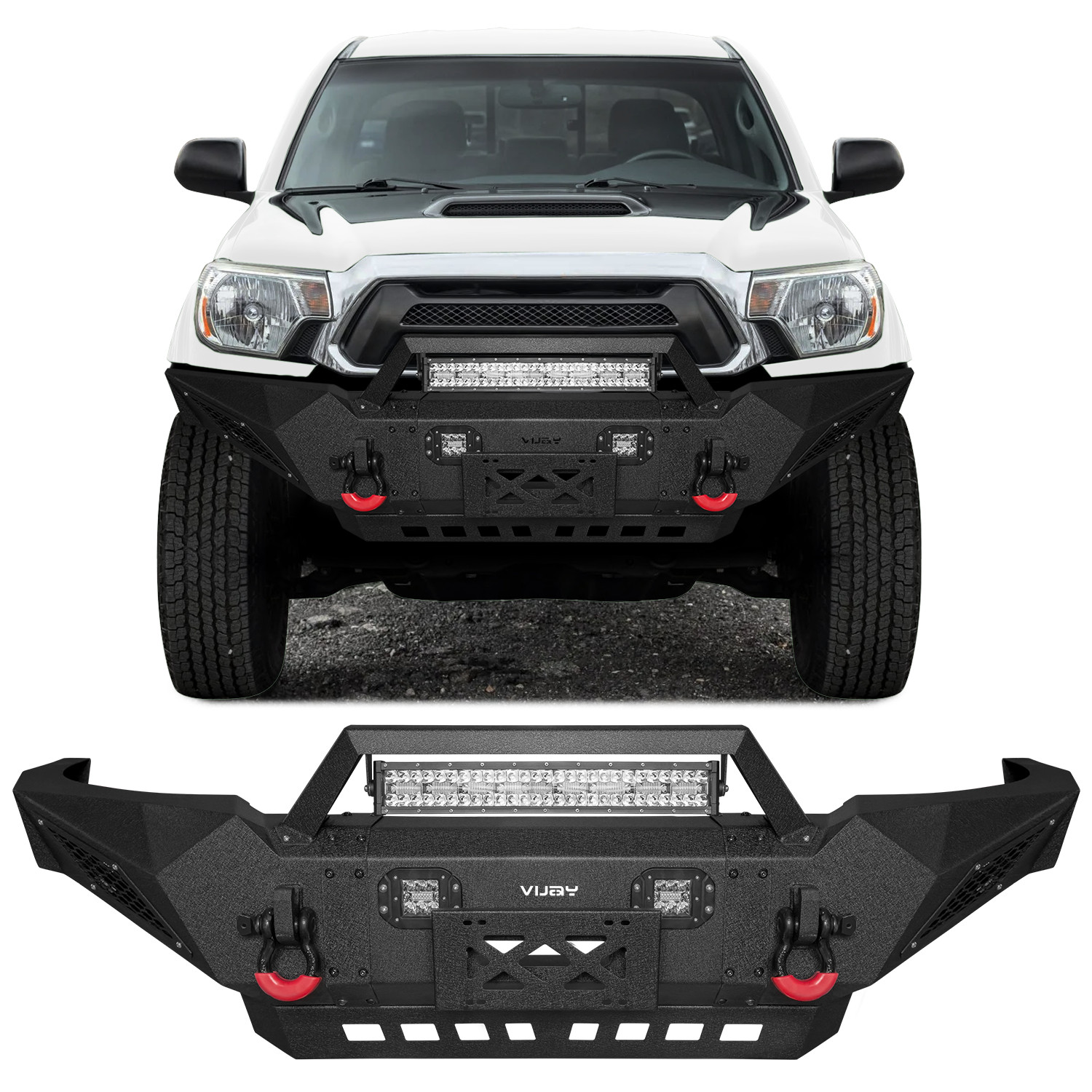 Off-Road Steel Front Bumper w/LED Lights D-Rings Fits 2005-2015 Toyota Tacoma