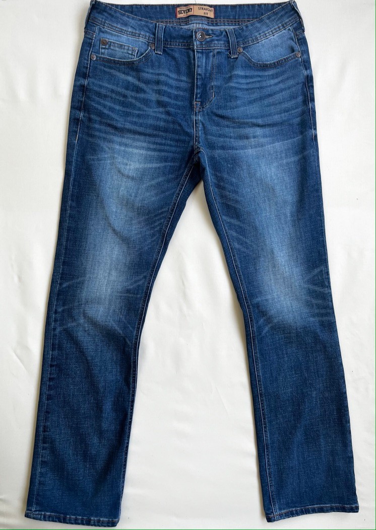 Seven7 Men’s Straight Fit Jeans Size 34X 34 Medium Wash Distress Seven7 Men’s Straight Fit Jeans Size 34X 34 Medium Wash Distress