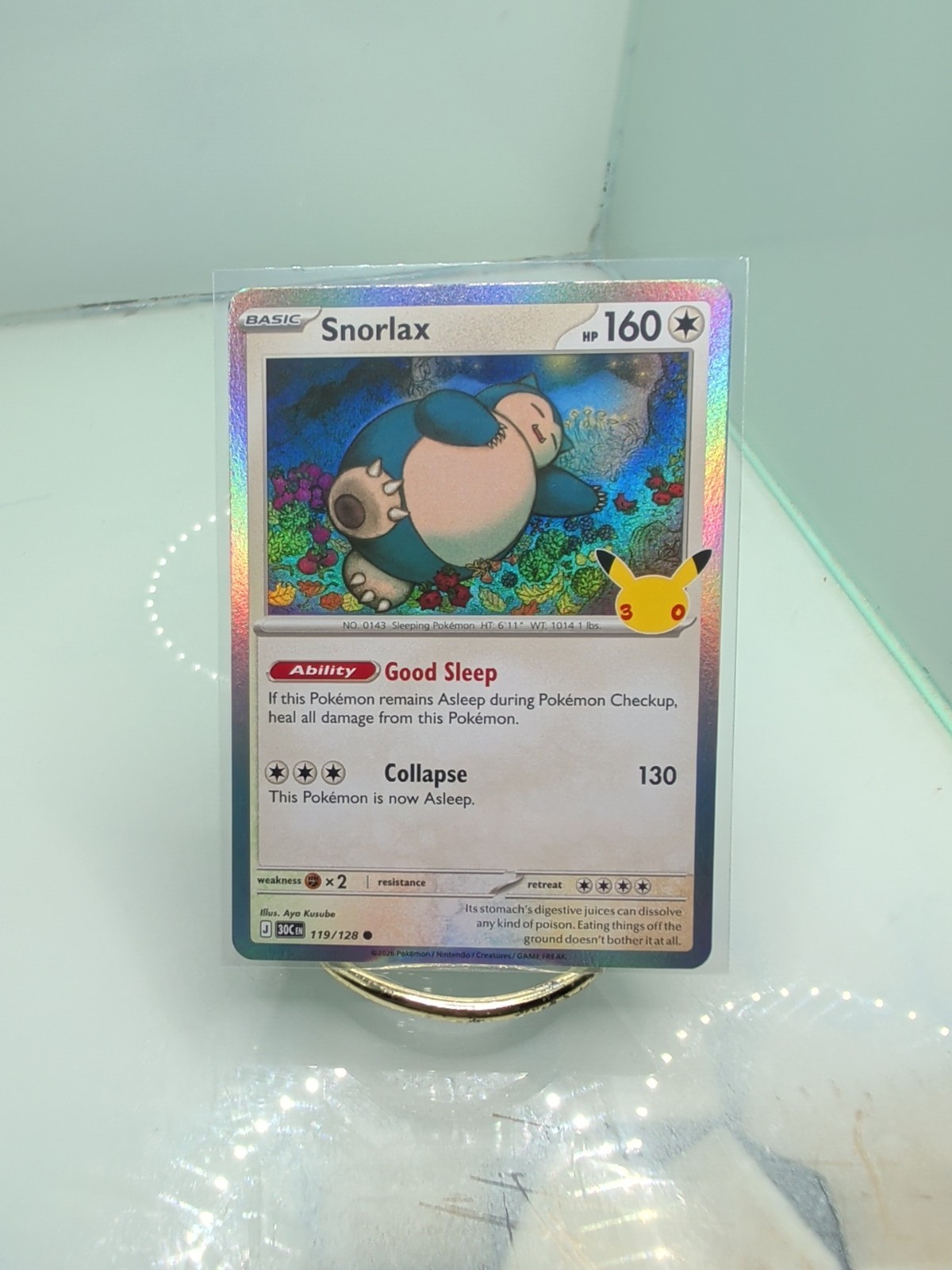 Pokemon TCG Snorlax 119/128 30th Celebration English 2026 Aya Kusube Pokemon TCG Snorlax 119/128 30th Celebration English 2026 Aya Kusube