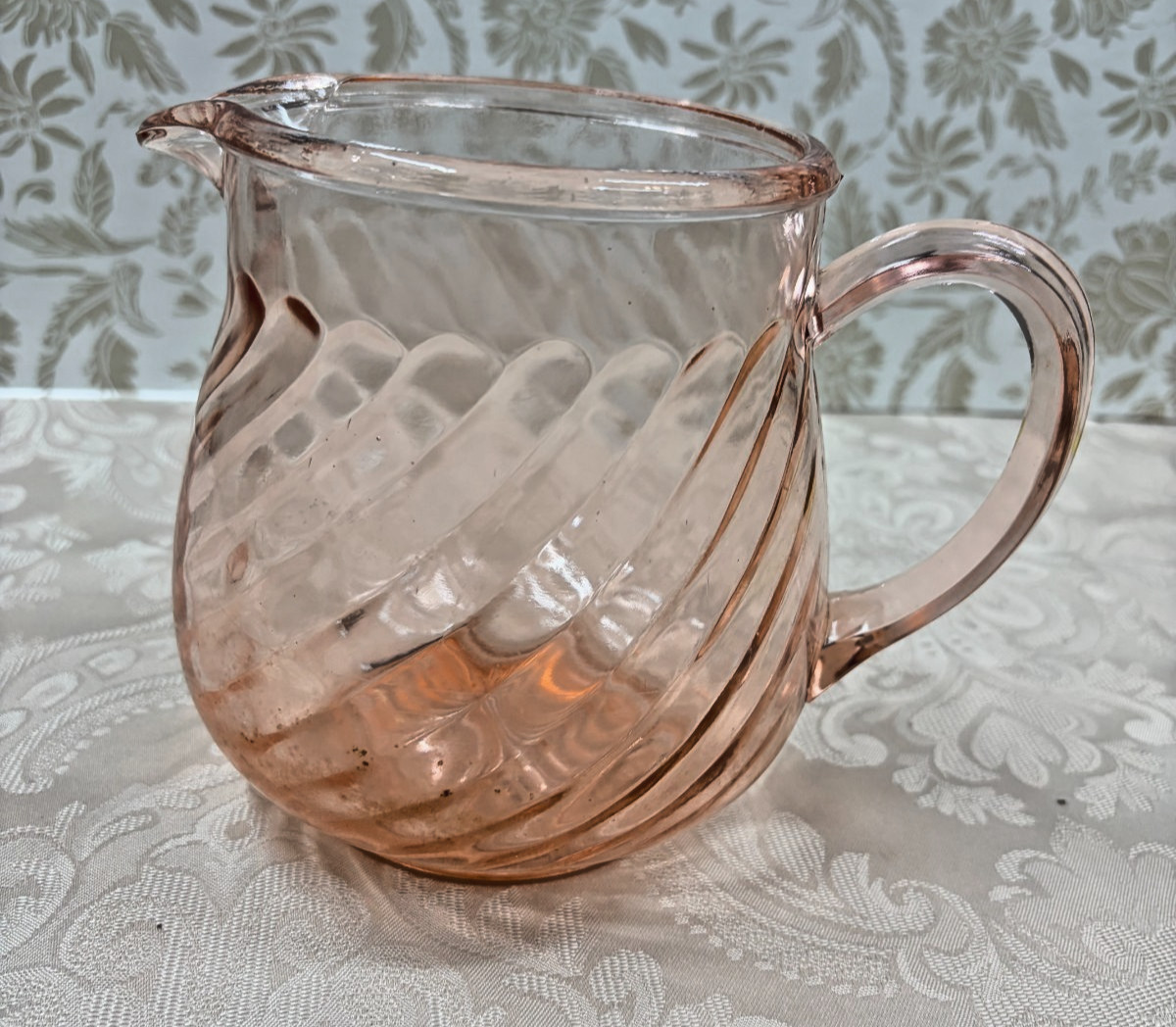 Vintage Pink Glass Pitcher - 6\ Vintage Pink Glass Pitcher - 6\