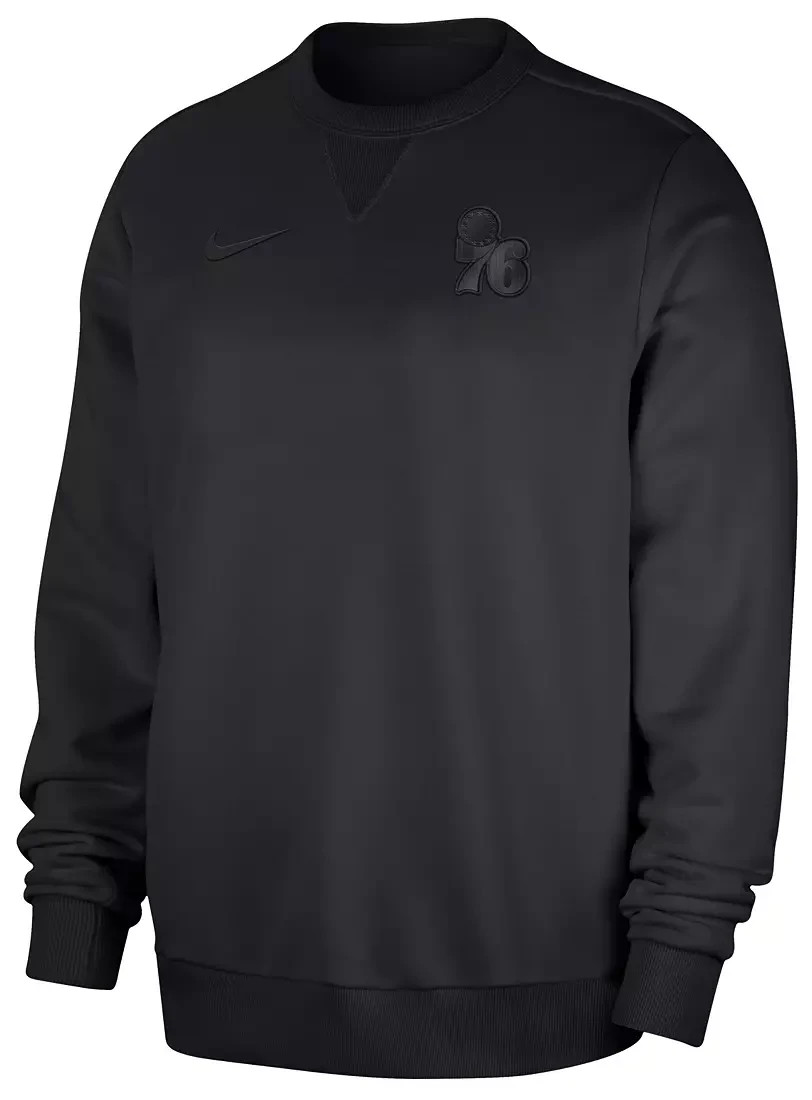 Nike Men's Philadelphia 76ers Black Standard Issue Crew Pullover Sweatshirt l Nike Men's Philadelphia 76ers Black Standard Issue Crew Pullover Sweatshirt l