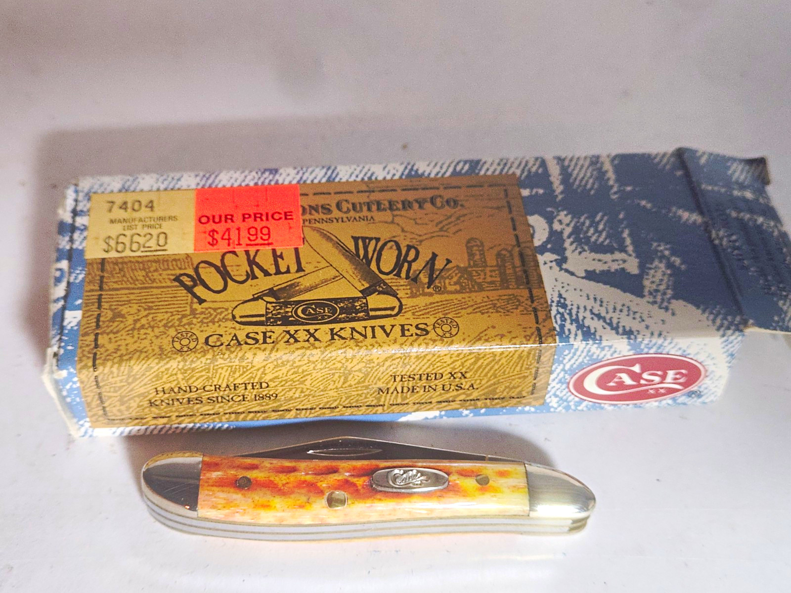 Case XX 7404 Vintage 2-Blade Pen Pocketknife Bone Handle Stainless w/ Box Case XX 7404 Vintage 2-Blade Pen Pocketknife Bone Handle Stainless w/ Box