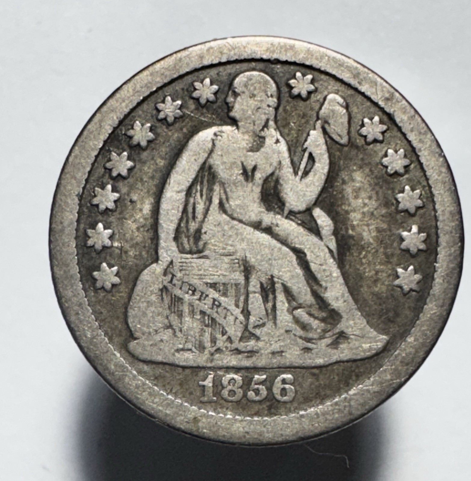 1856-O Seated Liberty Dime – Fine Details – New Orleans Mint – 90% Silver -1782