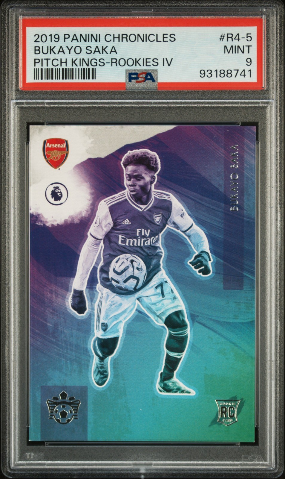 BUKAYO SAKA PSA 9 2019 PANINI CHRONICLES PITCH KINGS ROOKIES IV RC BUKAYO SAKA PSA 9 2019 PANINI CHRONICLES PITCH KINGS ROOKIES IV RC