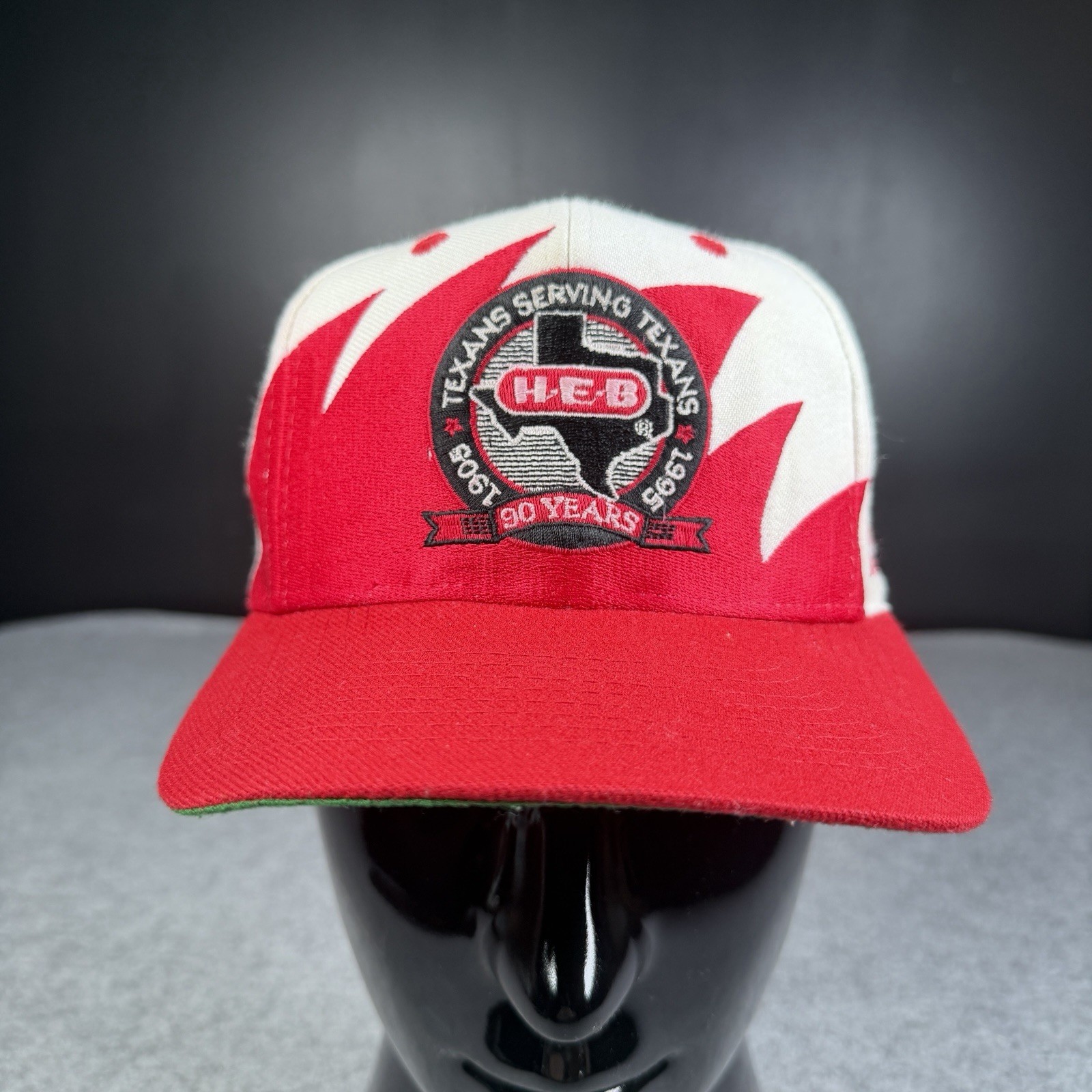 Vintage 1995 H-E-B Logo Athletic Sharktooth Texas SnapBack Hat 90s RARE