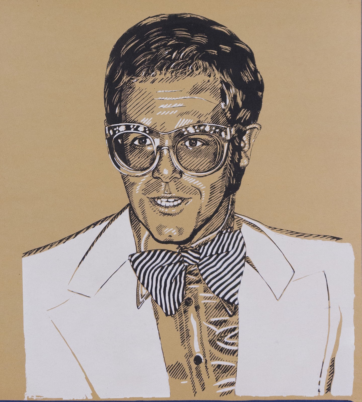 Pristine vintage Elton John silkscreen by K. Chillis • MINT • RARE