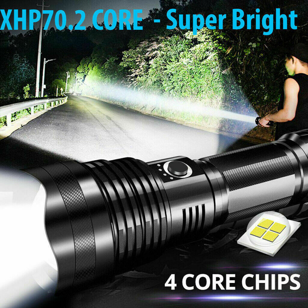 Super Bright Powerful Flashlight XHP70.2 Rechargeable Zoom Torch