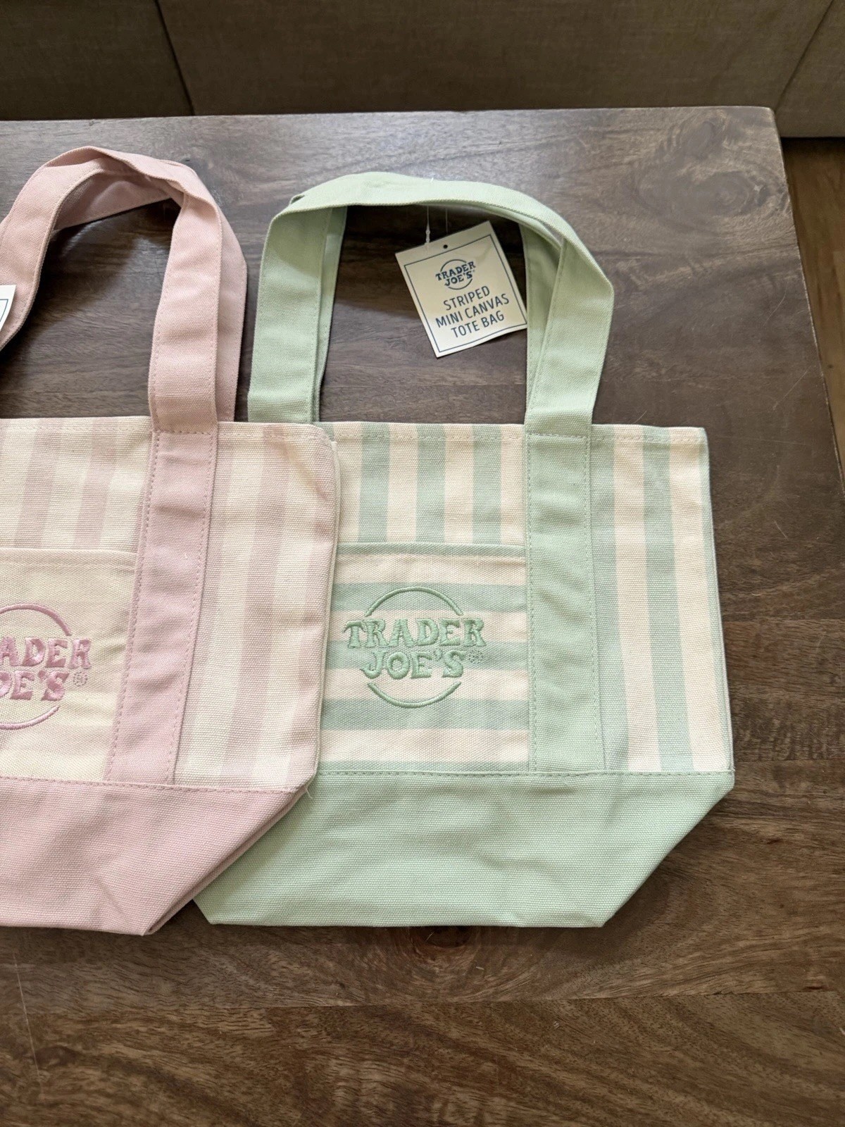 Trader Joe’s Mini Pastel Stripe Tote Bag 2026Limited Edition PinK Green Blue Tan Trader Joe’s Mini Pastel Stripe Tote Bag 2026Limited Edition PinK Green Blue Tan