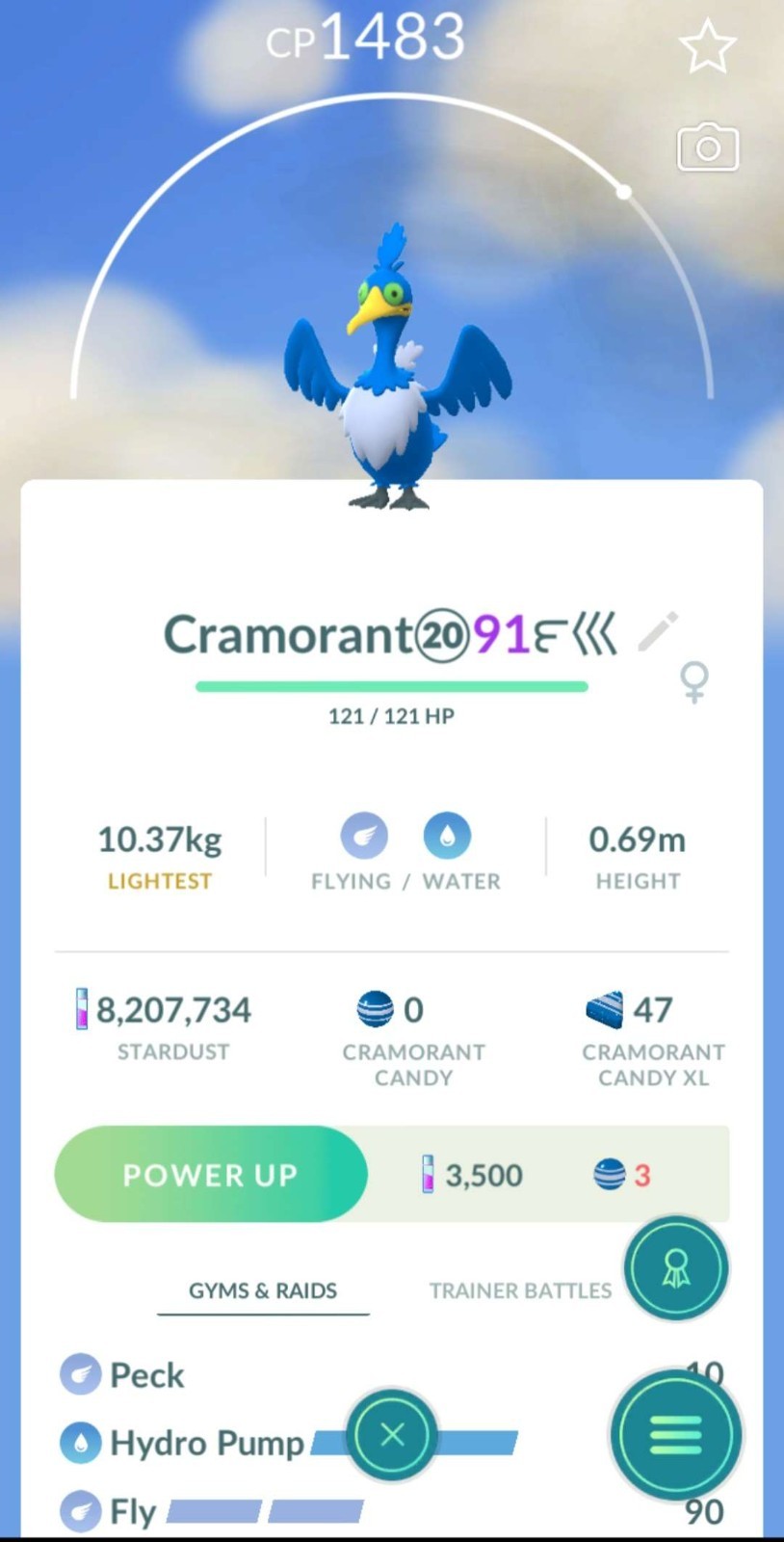 Pokémon GO  Cramorant level 20+ 3 moveset Great League