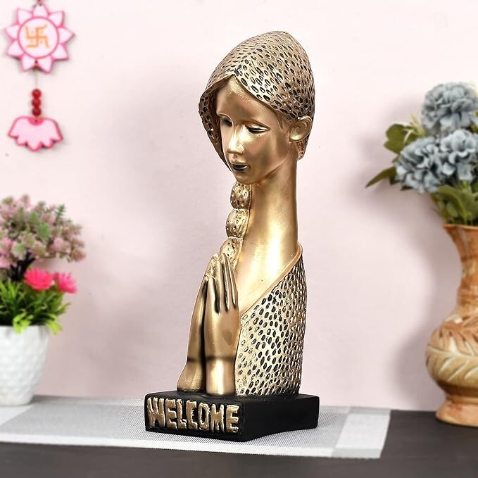 Handcrafted Decorative Welcome Namaste Lady for Home Décor Showpiece Figurine Handcrafted Decorative Welcome Namaste Lady for Home Décor Showpiece Figurine