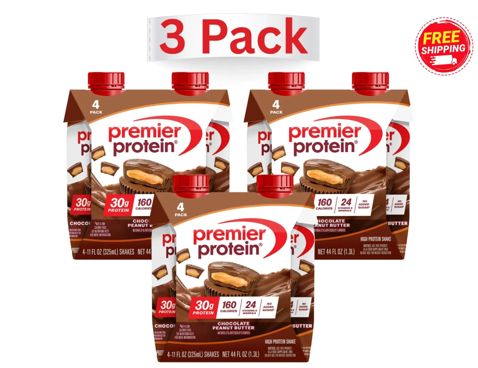 Premier Protein Shake, Chocolate Peanut Butter, 30g Protein, 11 fl oz, 12 Ct