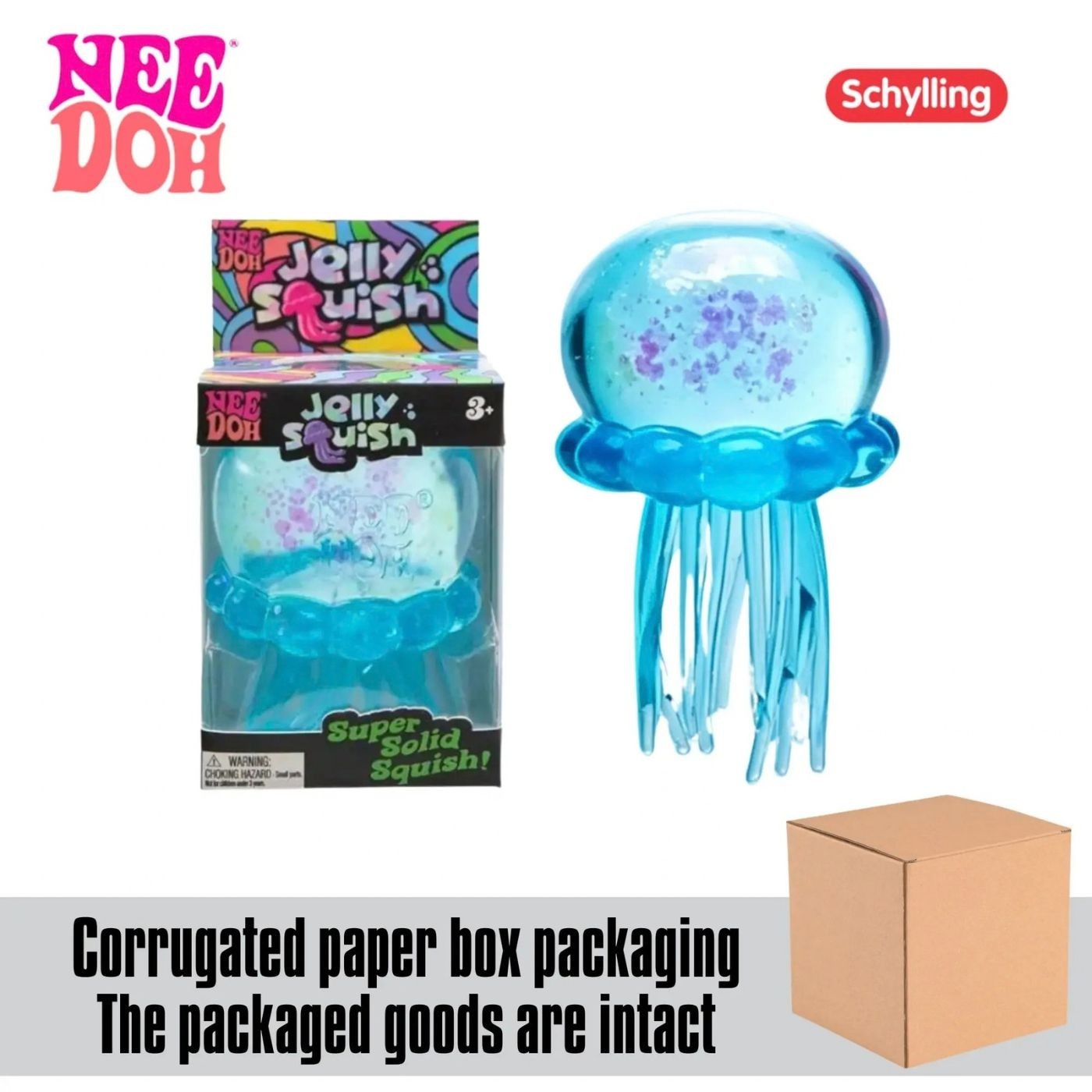 NeeDoh Blue Jellyfish Jelly Squish Stress Toy Fidget Squeeze 