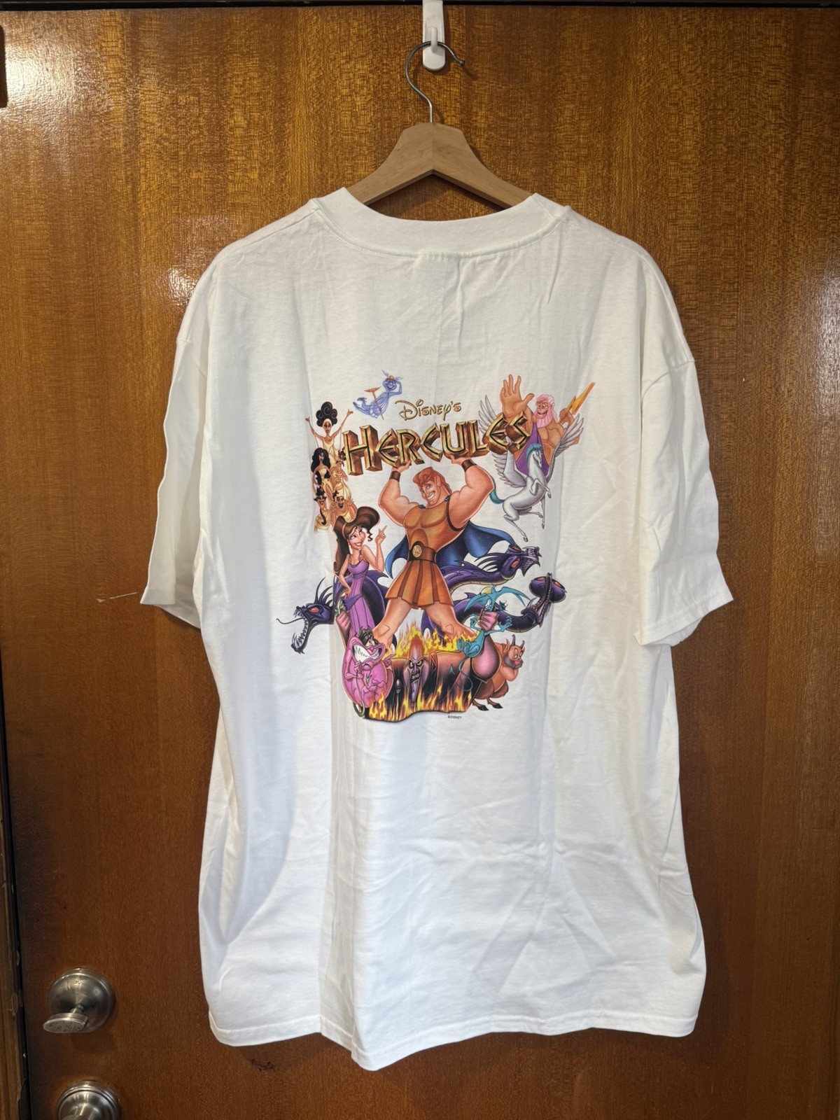 Vintage 1997 Disney Hercules Movie Promo T-Shirt White Greek Chicago XL 90s 🚨 Vintage 1997 Disney Hercules Movie Promo T-Shirt White Greek Chicago XL 90s 🚨