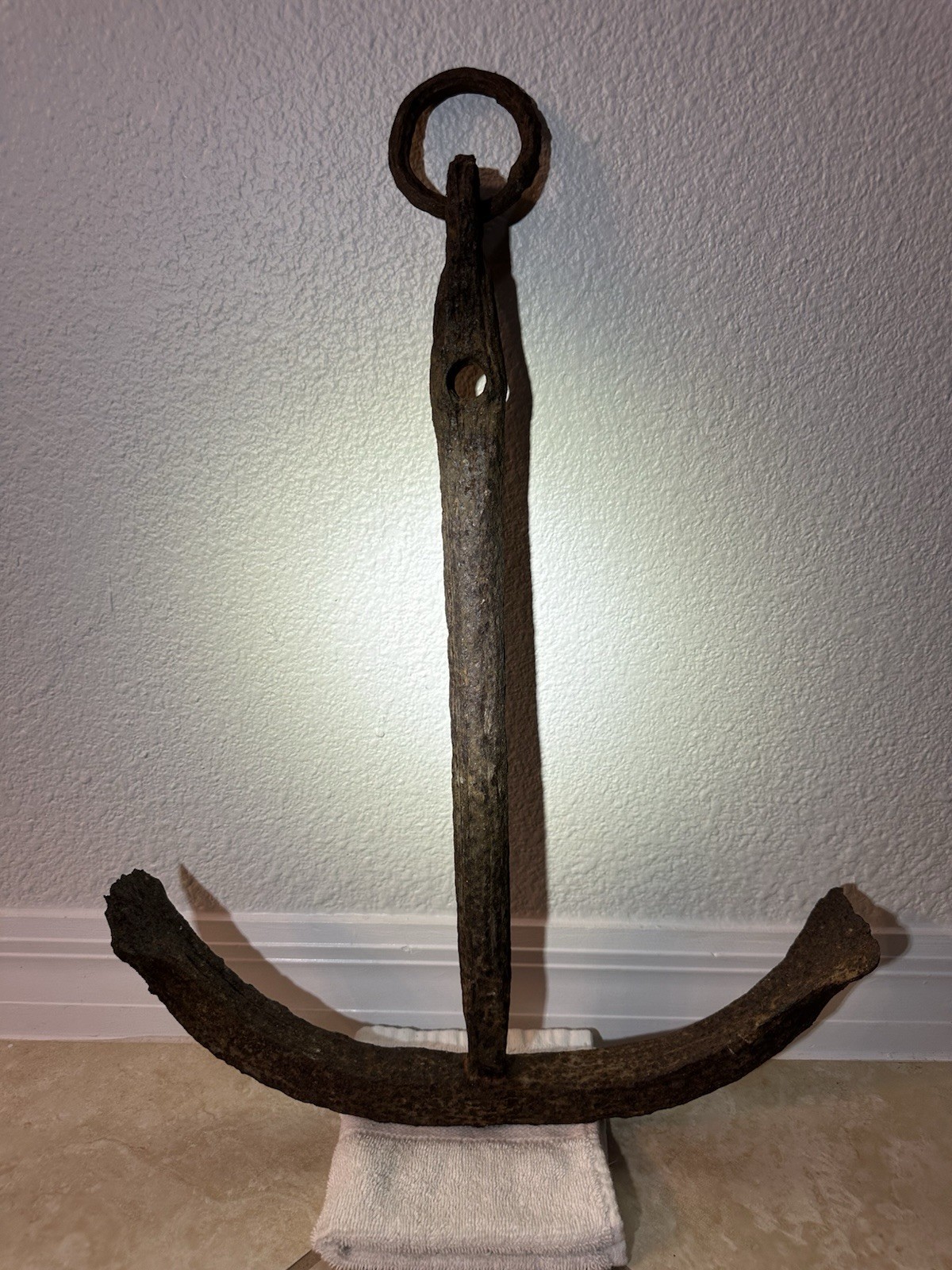 17th or 18th Century Hand-Forged Wrought Iron Anchor with Ring 17th or 18th Century Hand-Forged Wrought Iron Anchor with Ring