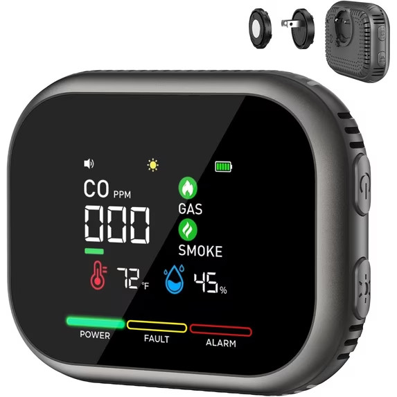 Carbon Monoxide Detector Plug in: 6-in-1 Natural Gas & Smoke Alarm with Magnetic Carbon Monoxide Detector Plug in: 6-in-1 Natural Gas & Smoke Alarm with Magnetic