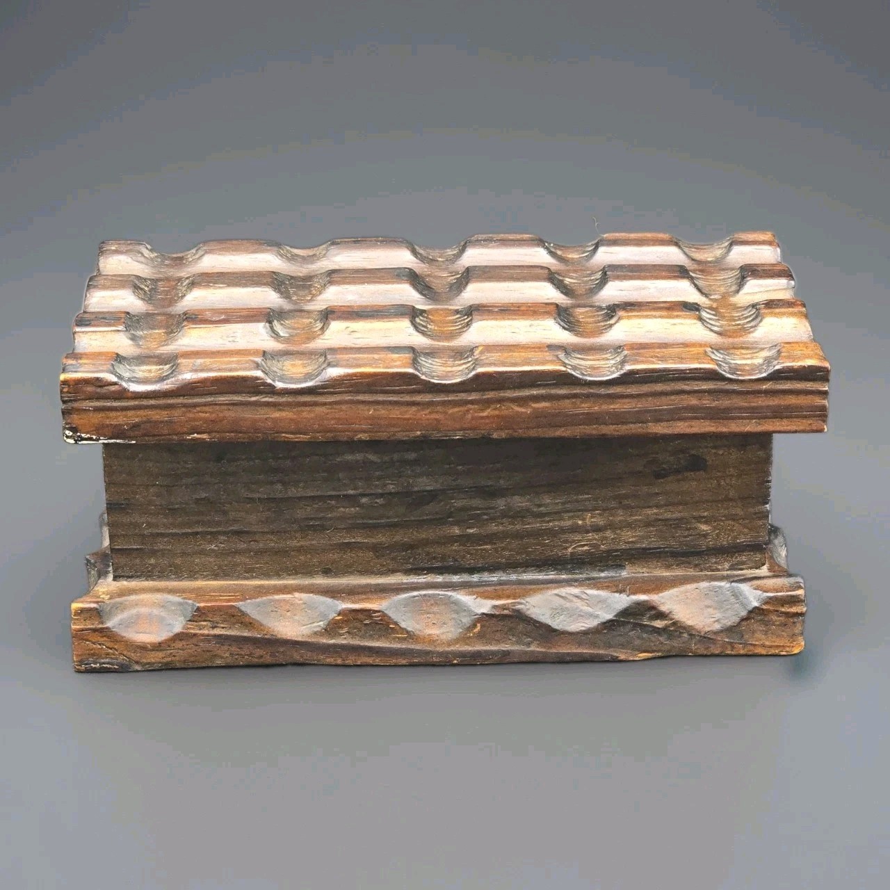 Vintage Hand Carved Wooden Keepsake Trinket Box Hinged Lid Rustic Folk Art Vintage Hand Carved Wooden Keepsake Trinket Box Hinged Lid Rustic Folk Art