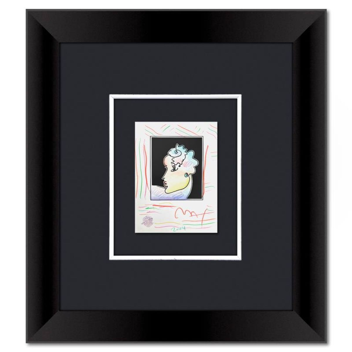 Peter Max, Framed One-of-a-Kind Mixed Media, Hand Signed with Registration Numbe