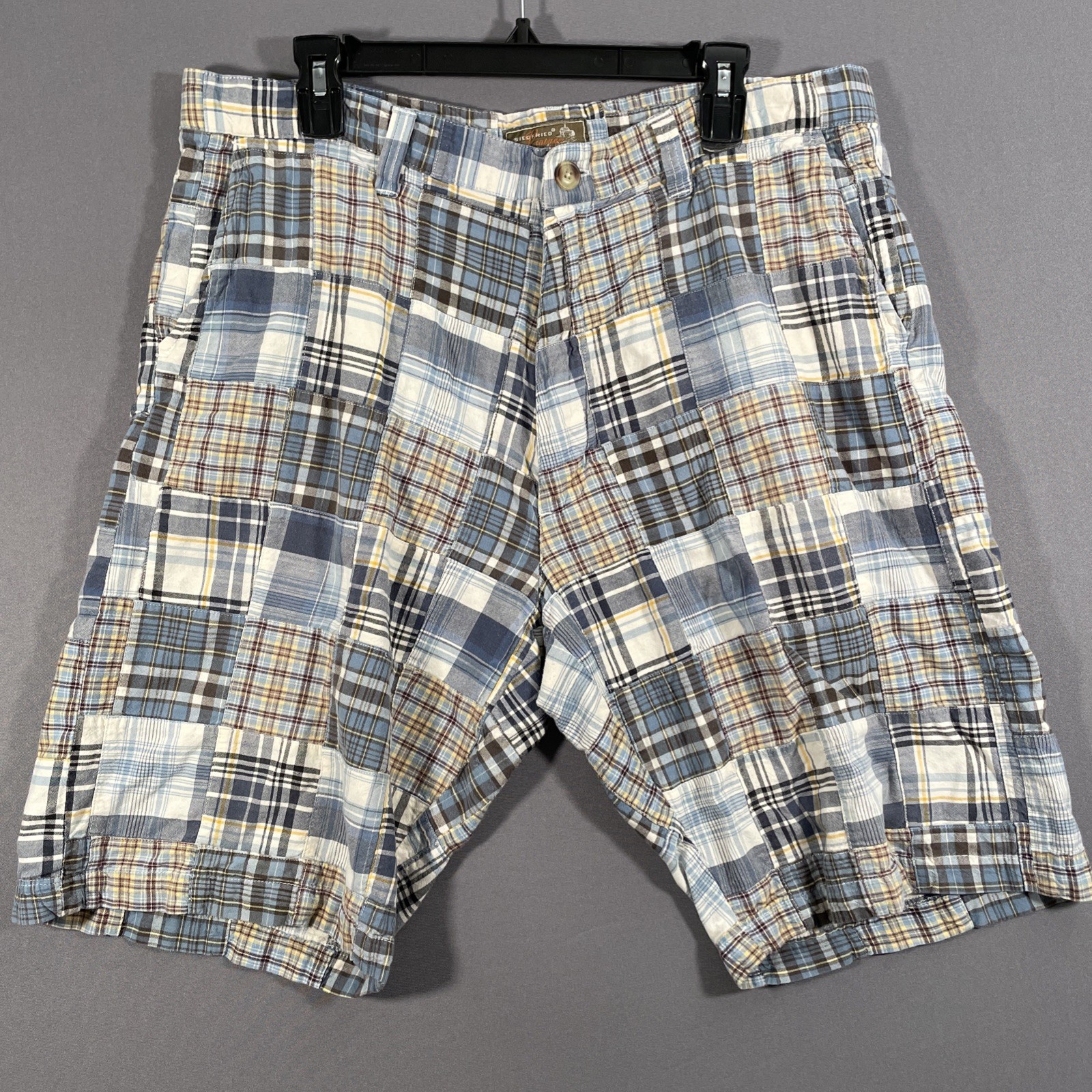 Siegfried Vintage Patchwork Madras Plaid Shorts Mens 36 Blue Mix Cotton Siegfried Vintage Patchwork Madras Plaid Shorts Mens 36 Blue Mix Cotton