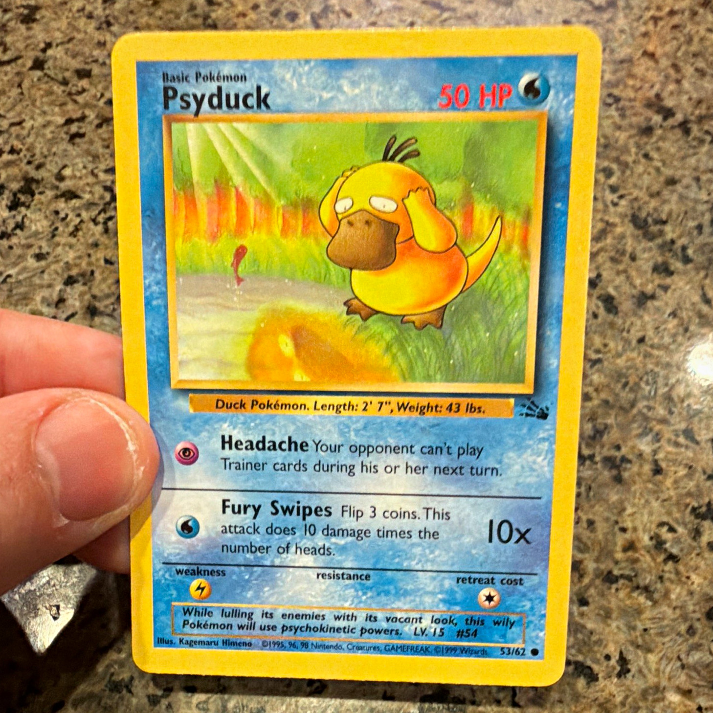 Wizards of the Coast Pokemon TCG Psyduck 53/62 Fossil Regular EN 1999 Wizards of the Coast Pokemon TCG Psyduck 53/62 Fossil Regular EN 1999