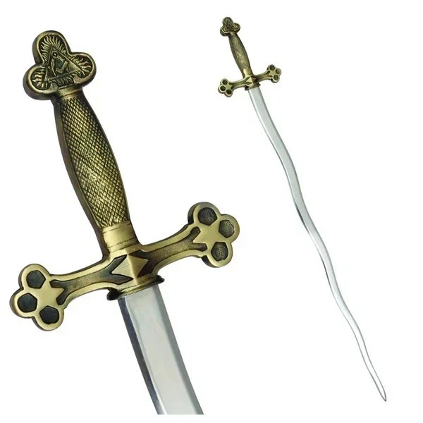 Fellowcraft Blue Lodge Snake Flaming Sword Square Compass Gold w/ Case