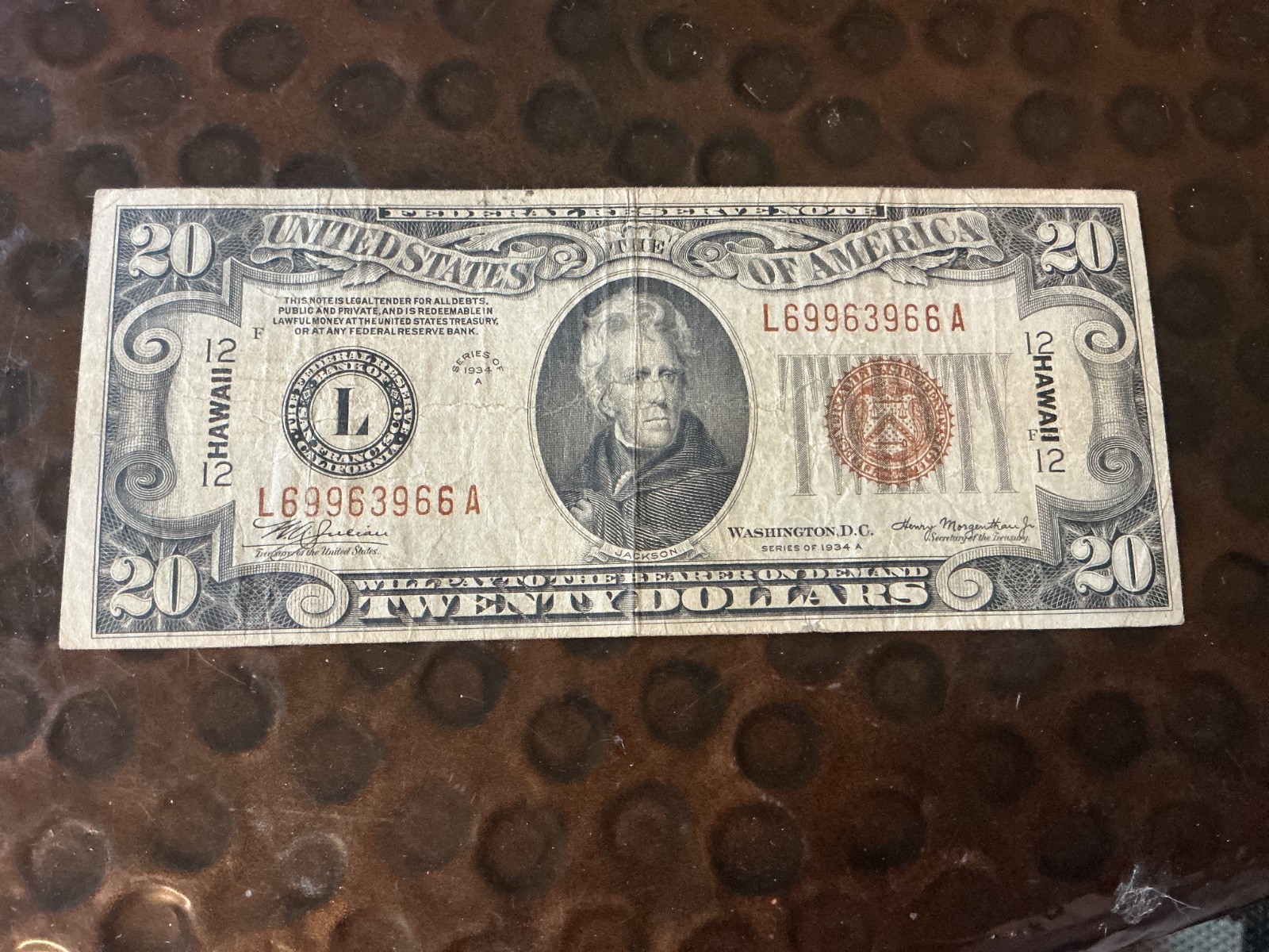 ⚙️ SERIES 1934A $20 HAWAII WW2 FRN BROWN SEAL NOTE ⚙️ ⚙️ SERIES 1934A $20 HAWAII WW2 FRN BROWN SEAL NOTE ⚙️