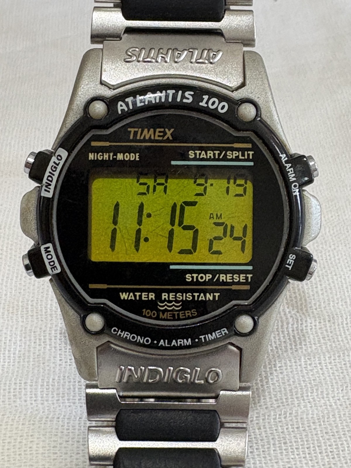 Timex Atlantis 100 Mens Digital Watch Model 745 New Battery Installed Sept 2026