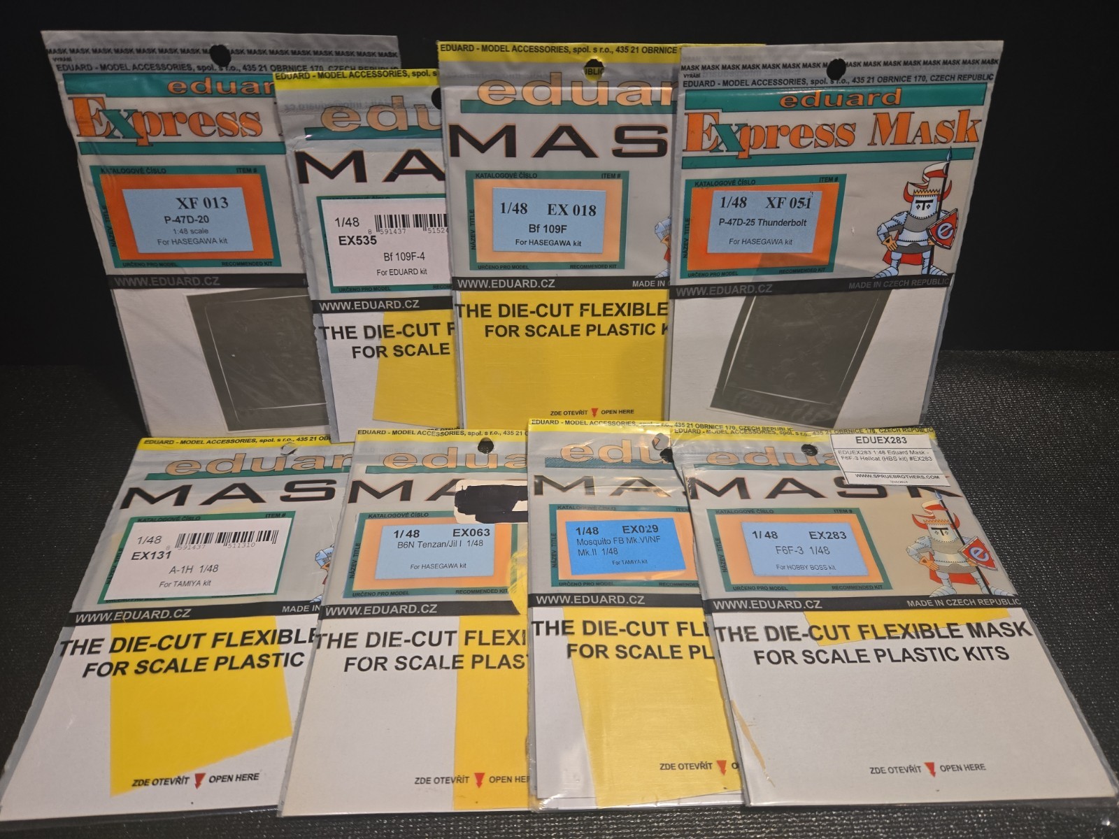 8 Eduard Mask Packs 1/48 Scale For Various Aircraft Models See Pics ASN